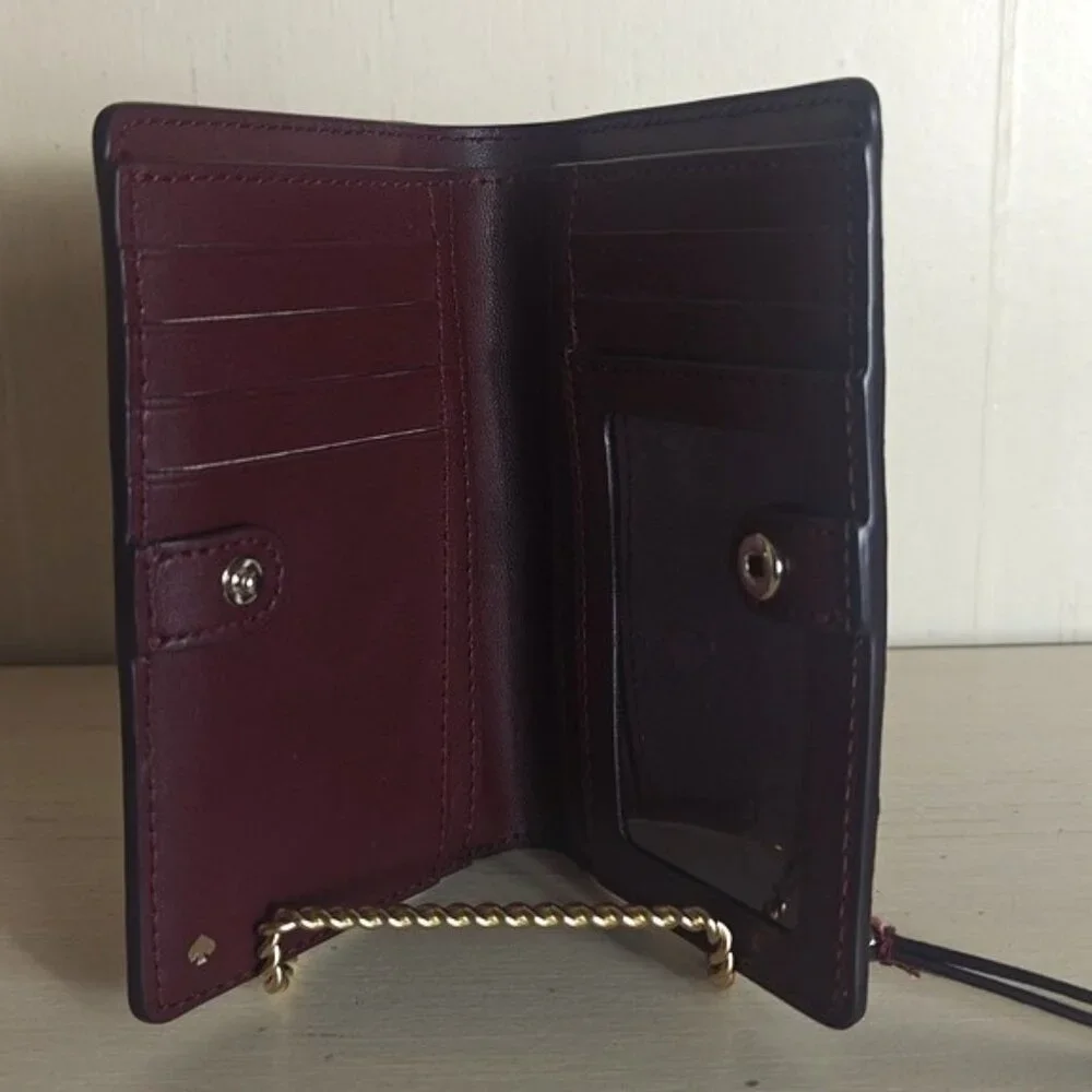 kate spade Wallet Medium Bifold Burgundy Pebble Leather